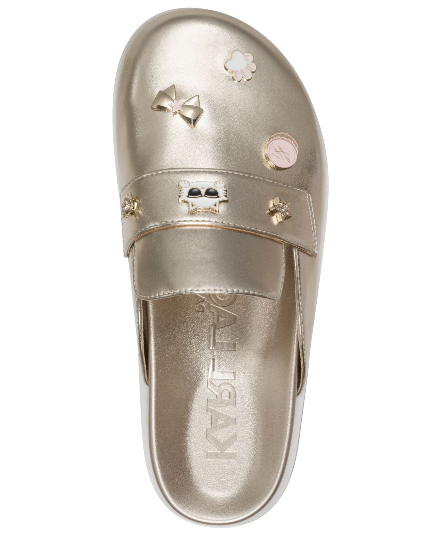 Женские сабо KARL LAGERFELD PARIS Islay Macaron Flat Mules, цвет: Белое золото — фото 4