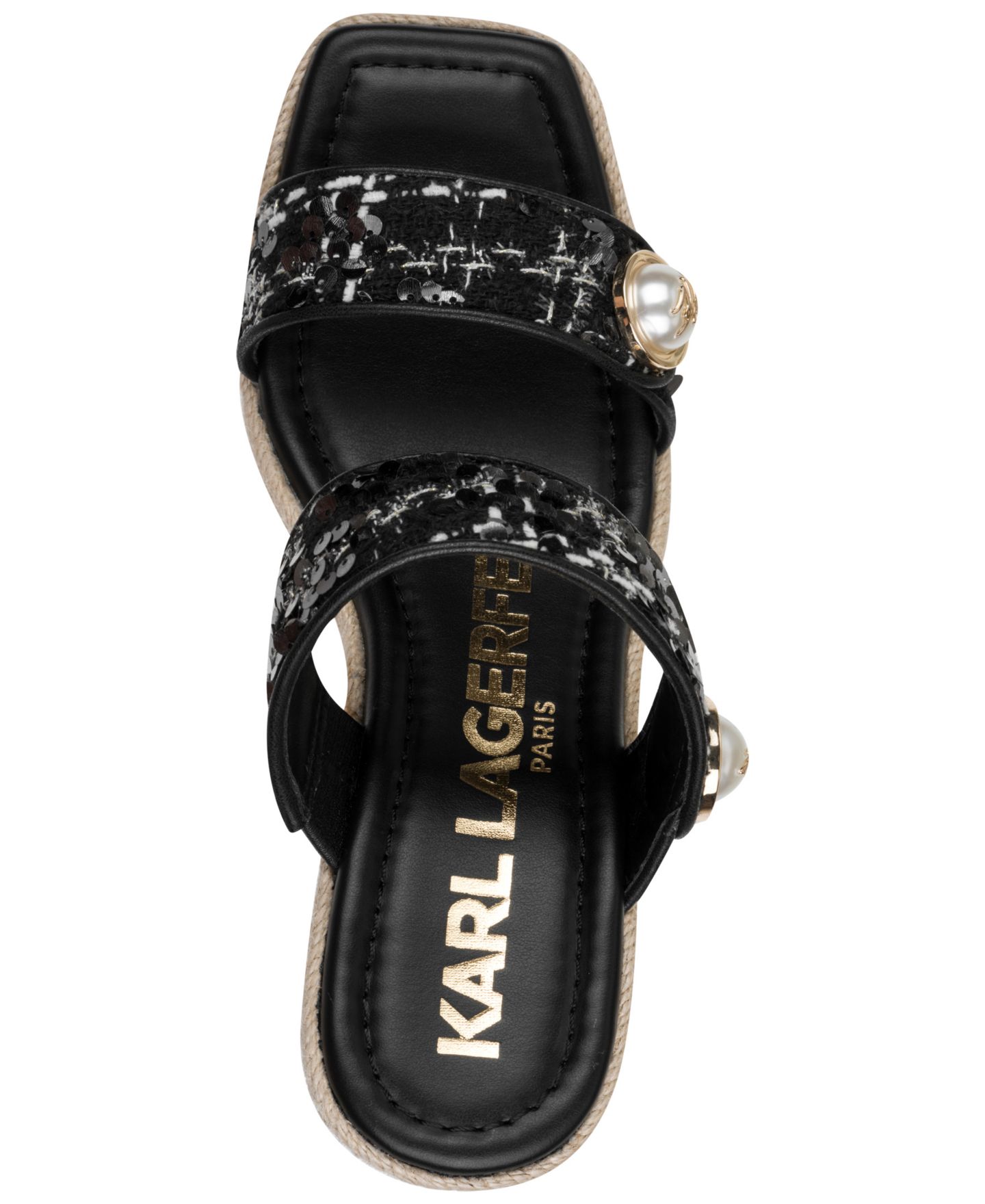Женские сандалии KARL LAGERFELD PARIS Carsen Slip-On Wedge, цвет: Чёрный — фото 4