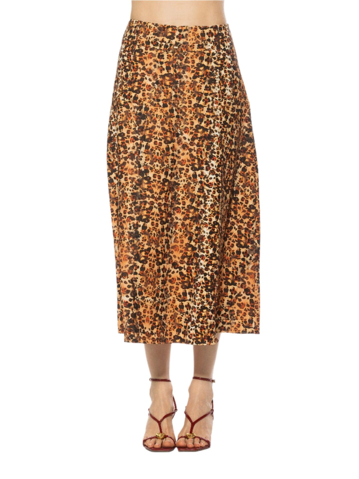 Женская юбка Alexia Admor Eres Flared Midi With Front Detail, цвет: Леопардовый — фото 1
