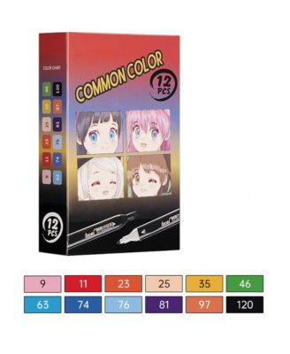 12 Colors Commonly Used Series Alcohol Markers, Dual Tip Sketching Drawing Markers for Book Painting and Card Making