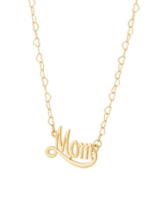"Mom" Pendant Necklace in 10k Yellow Gold