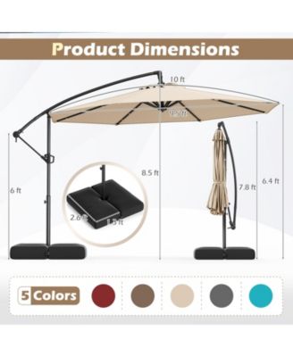 Offset Patio Umbrella with Base and 32 LED Lights