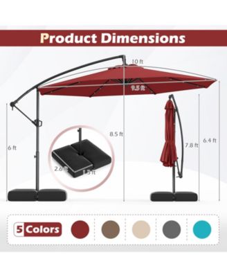 Offset Patio Umbrella with Base and 32 LED Lights