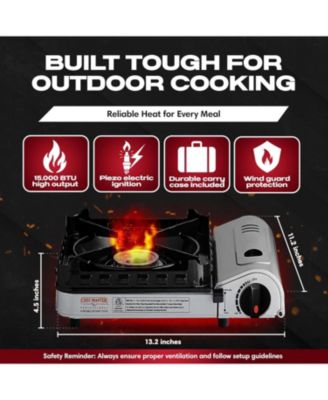 15,000 BTU Butane Portable Camp Stove and Ignition for Emergencies, Hiking,  Camping Essentials.