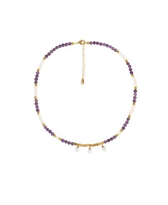 Retro Chic Women's Poseidon Necklace - Purple  white  gold