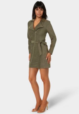 Women's Faux Suede Moto Dress