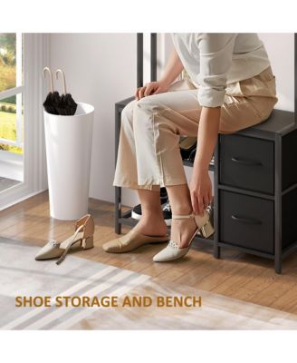 Hall Tree with Bench, 5-in-1 Entryway Bench with Coat Rack,