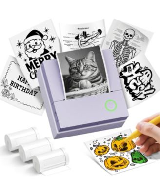 PM290C Inkless Sticker Maker: Portable Bluetooth printer with 3 paper rolls. Creates notes, journal labels.