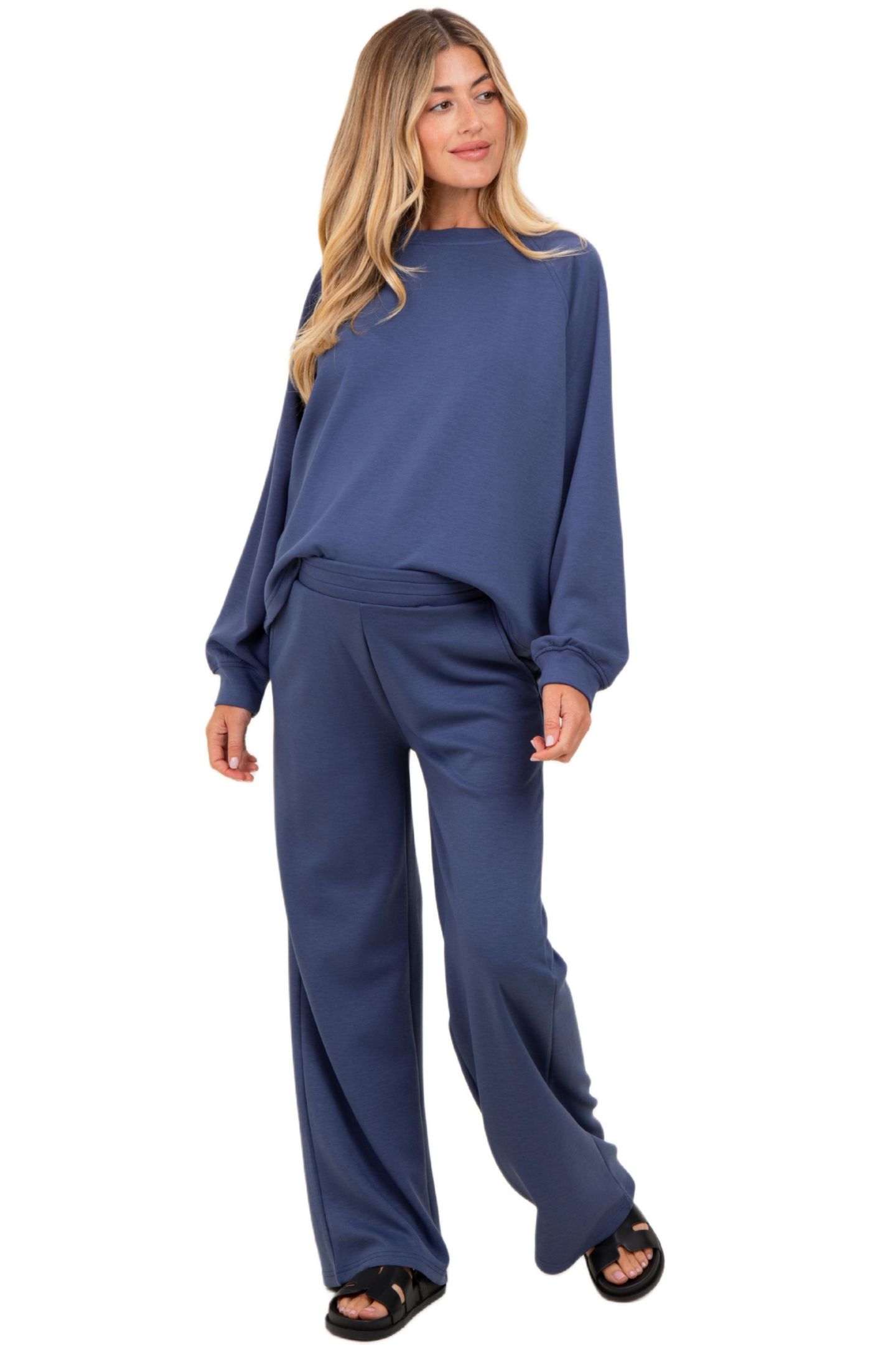 Женский комплект Pinkblush Blue Crewneck Pullover Pant Set, цвет: Синий — фото 2