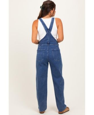 Blue Wash Rolled Cuff Denim Overalls