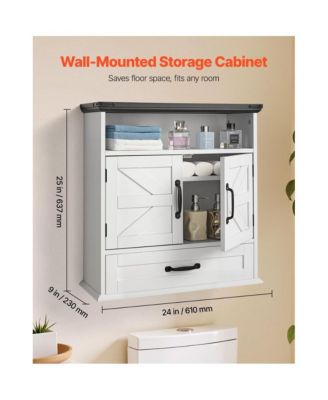 Bathroom Wall Cabinet with 2 Doors, Drawer, and Shelves
