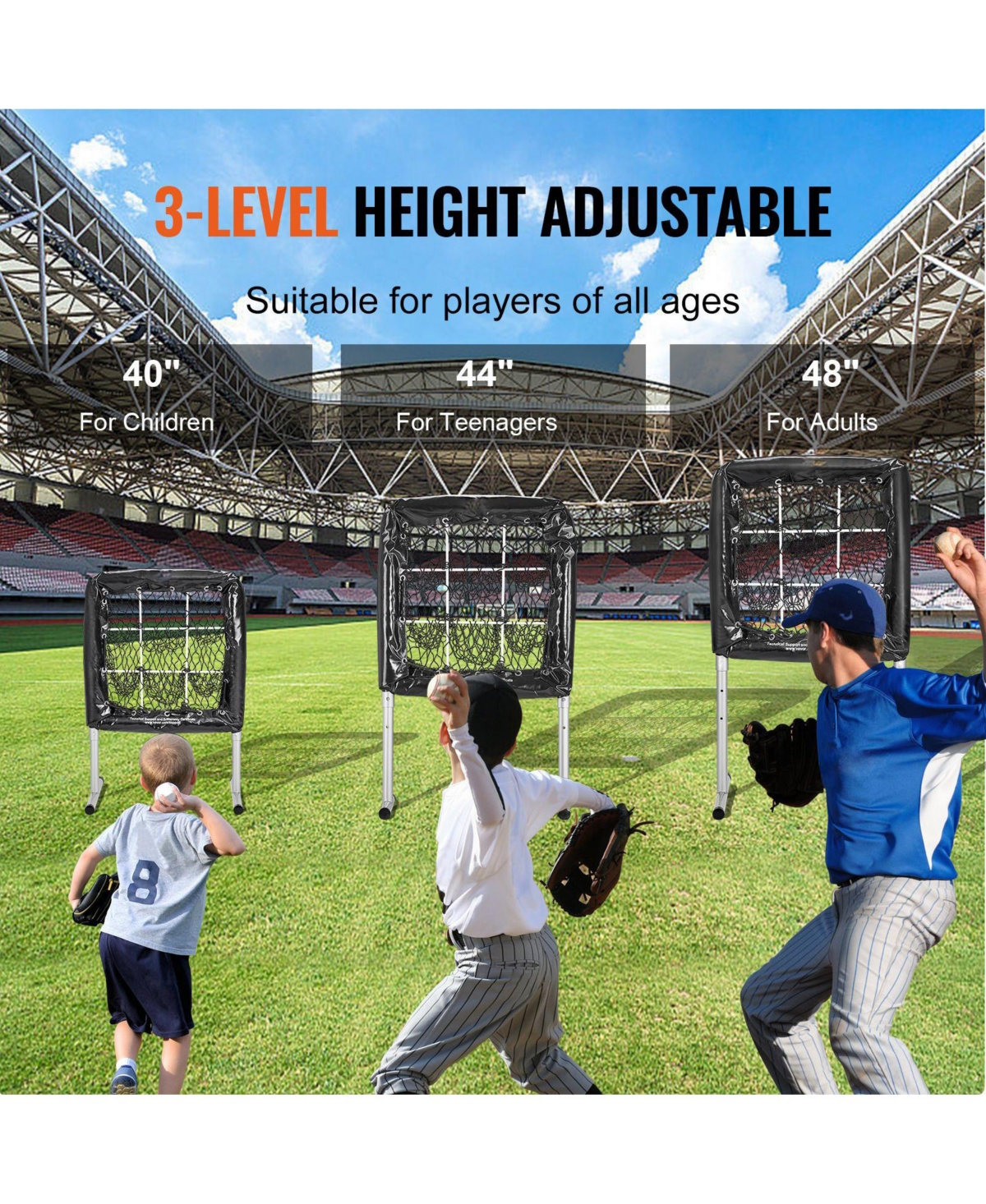 Mecale 9-Hole Baseball Pitching Net, 28''×27'' Training Target with Adjustable Strike Zone and Stakes