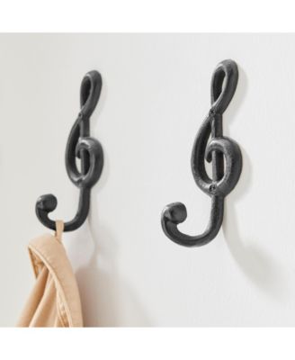 4 Piece Musical Note Treble Clef Wall Sculpture Hook Set