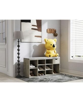 Storage Bench with Cushion, Drawer, and 3-Tier Shoe Shelf