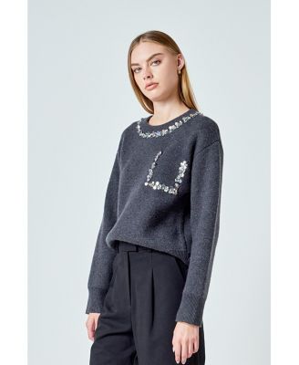 Women's Relaxed Jewel Trim Sweater