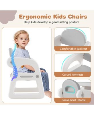 3-Piece Kids Table and Chair Set Toddler Activity Study Desk with Building Blocks