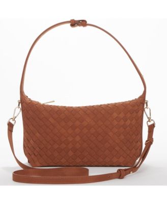 Woven Suede Hobo Bag with Crossbody Strap