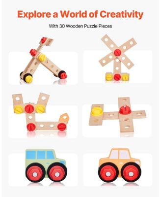 Kids Wooden Workbench 62 PCS Tool Set Construction Toy