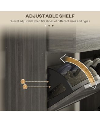 Entryway Shoe Storage Cabinet with Flip Drawers and Top Shelf