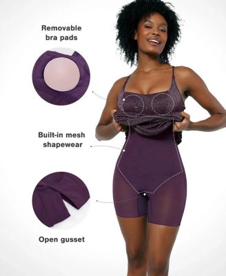 Women's Shapewear Metallic Knit Bodycon Sculpting Midi Slip Dress