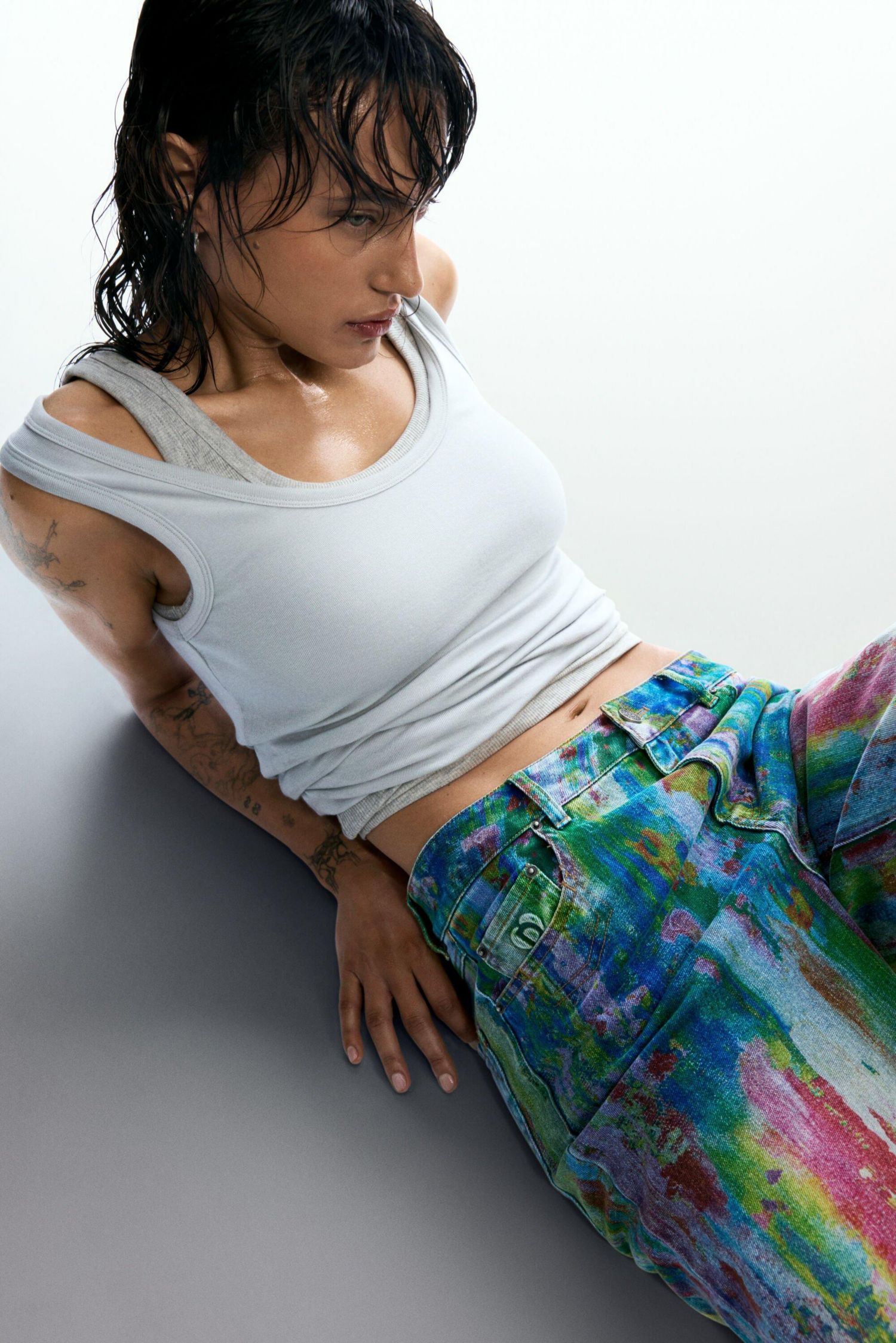 Women's Wide leg splatter jeans
