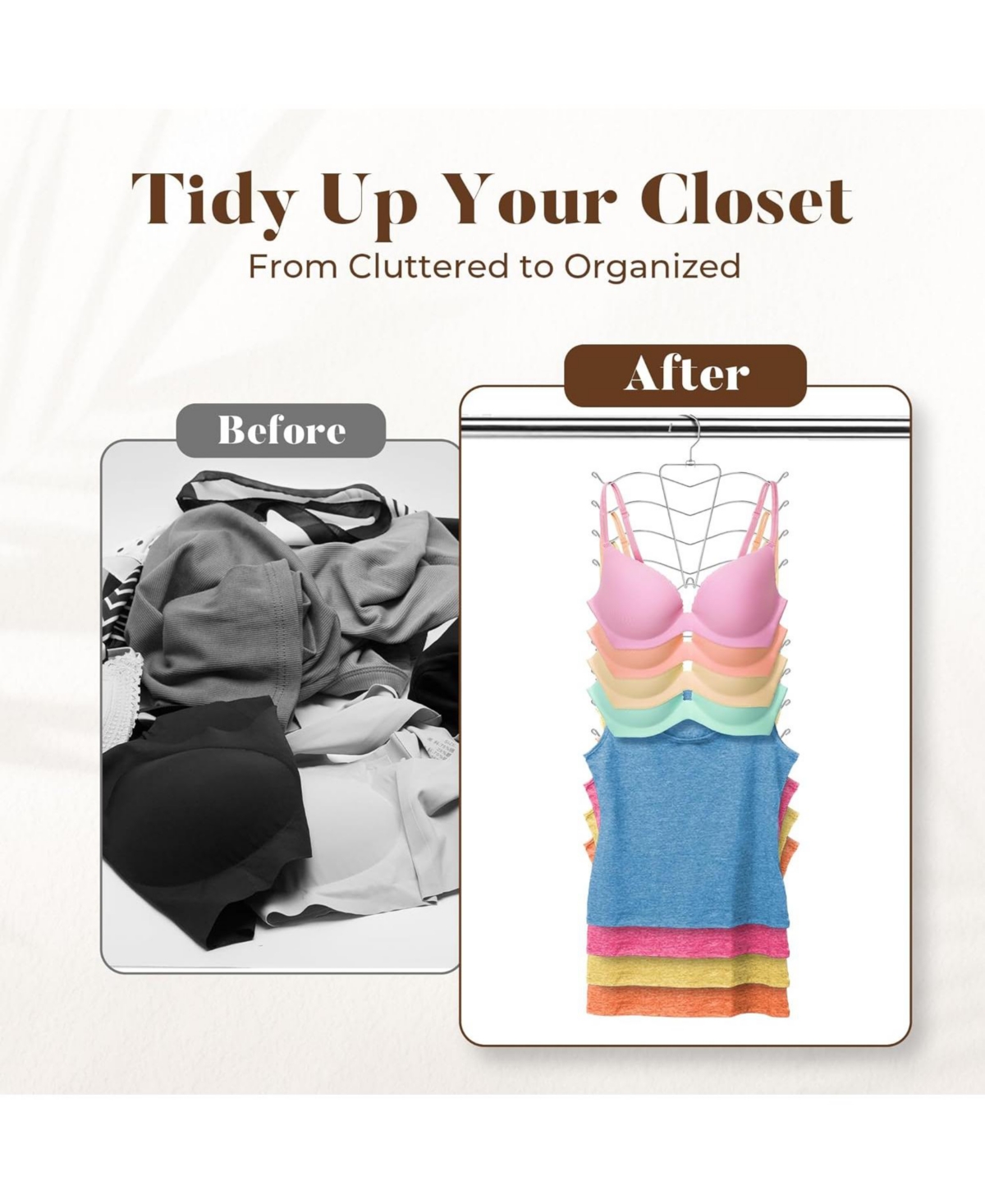 House Day Multi-Use Bra Organizer Metal Hanger for Closet Storage 2 Pack