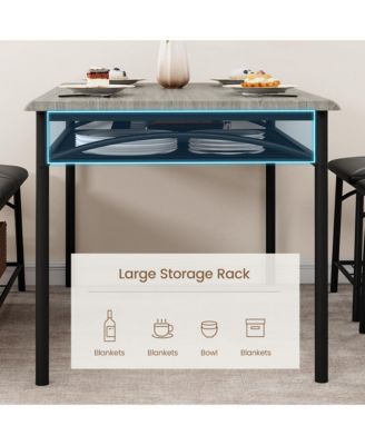 Dining Table Set for 4 with Benche/Stools Kitchen Table Set with Storage Shelves Dining Table Set