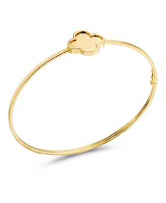 Clover Bangle Bracelet in 14K Gold, Fits Small to Medium Wrist, Approx. 3.4 grams.