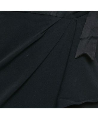 Women's Navy Blue Sateen Ruffled Wrap Skirt