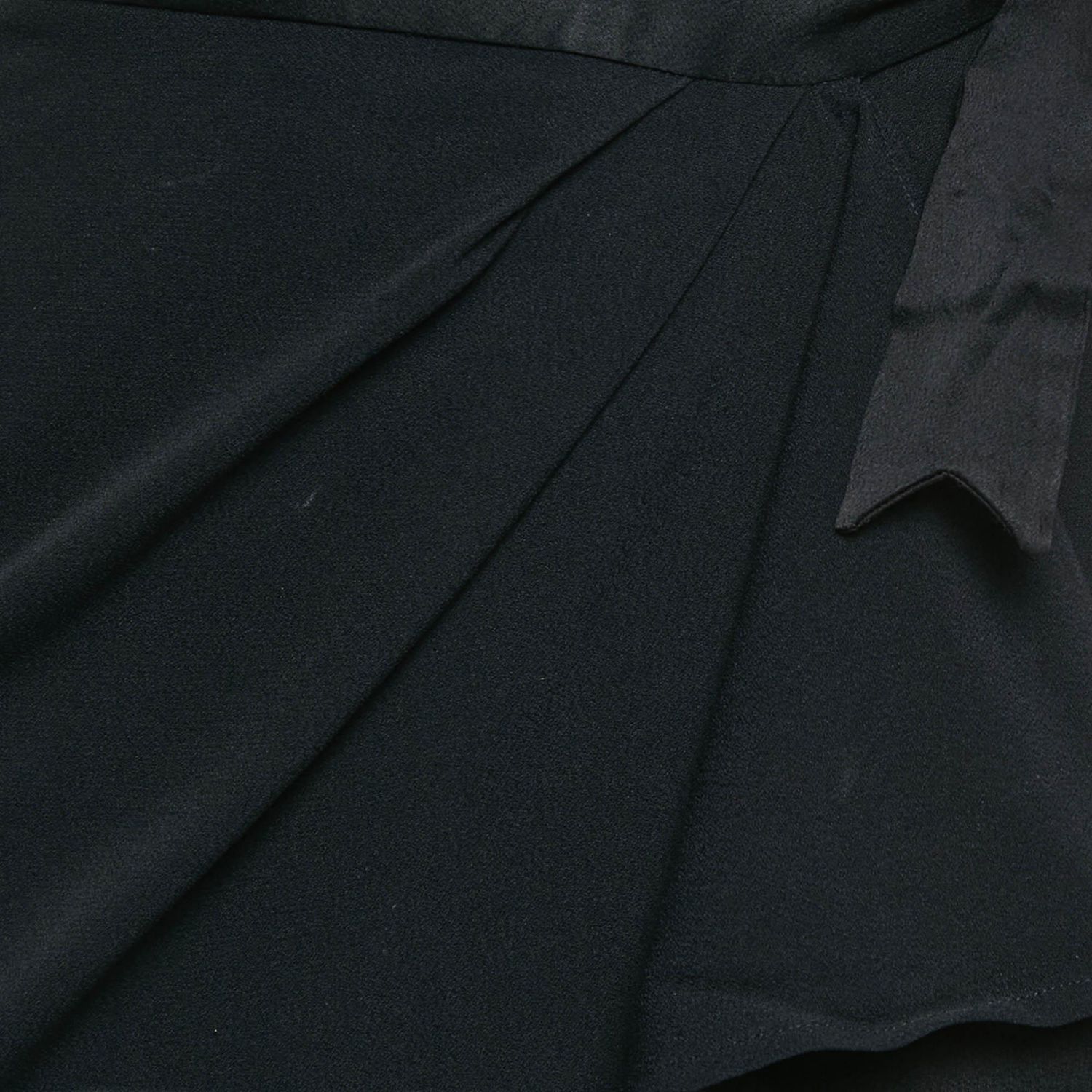 Women's Navy Blue Sateen Ruffled Wrap Skirt