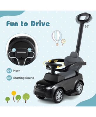 3-in-1 Push Car with Removable Handle, Guardrail, and Storage for Toddlers 18–36 Months - Black