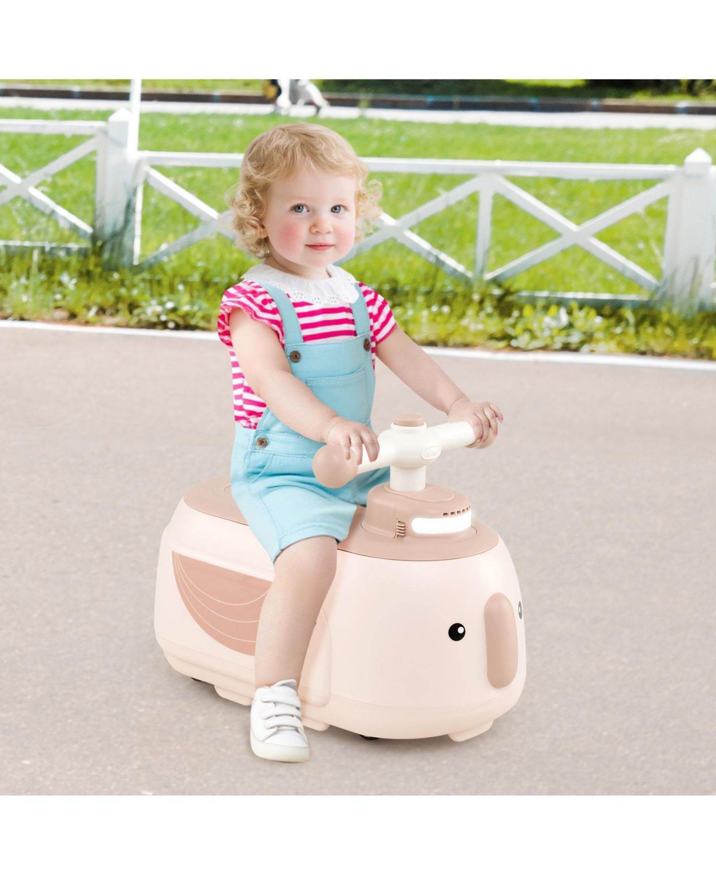 Детские игрушки HONGGE 2-in-1 Toddler Ride-On Car with Detachable Trailer and Lights, цвет: Бежевый — фото 2