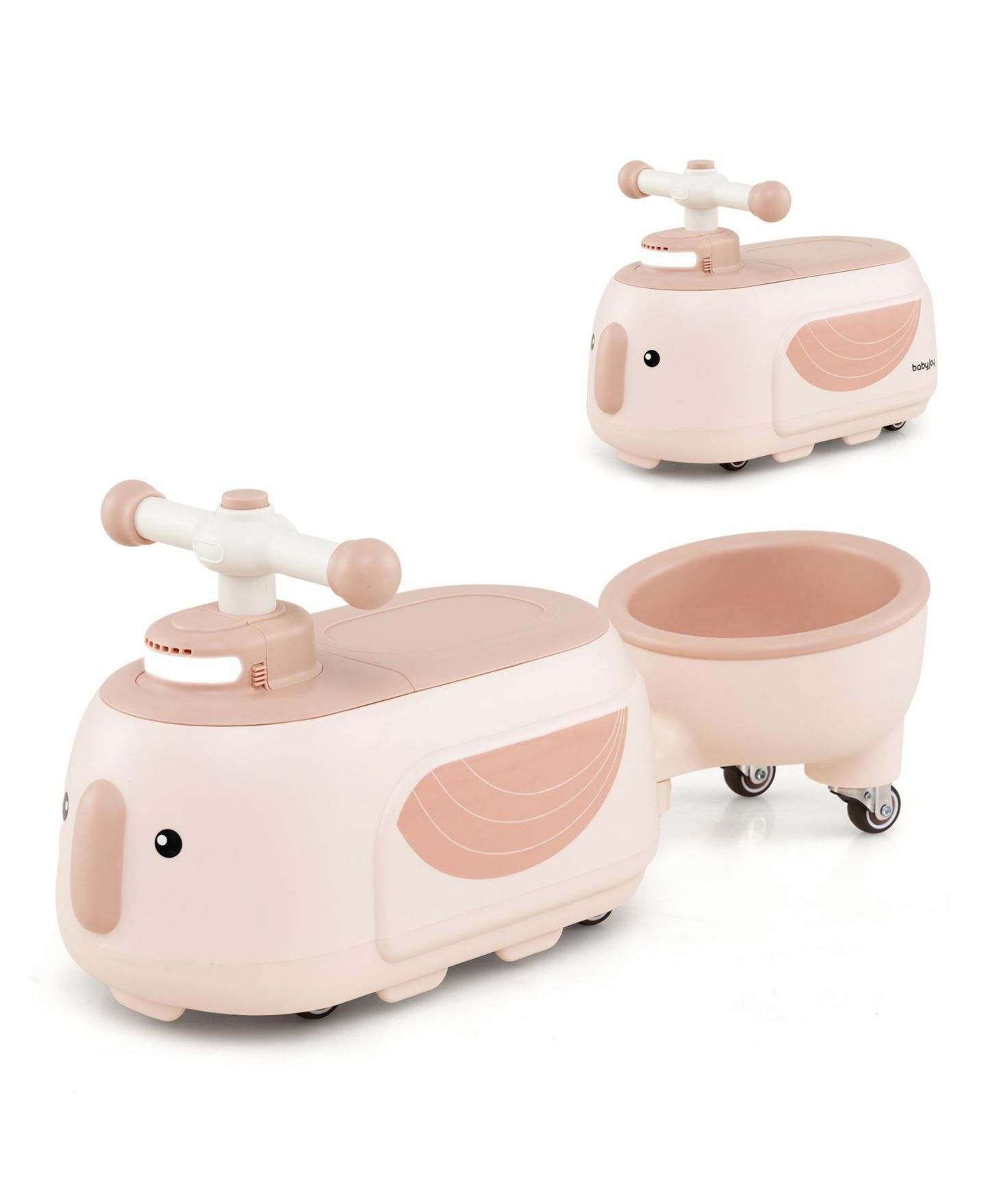Детские игрушки HONGGE 2-in-1 Toddler Ride-On Car with Detachable Trailer and Lights, цвет: Бежевый — фото 11