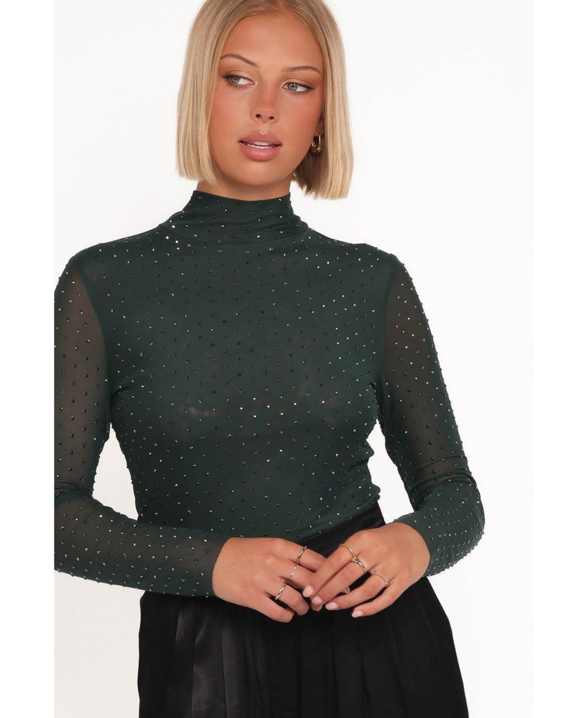 Petal and Pup Women's Alejandra Embellished Mesh Top.