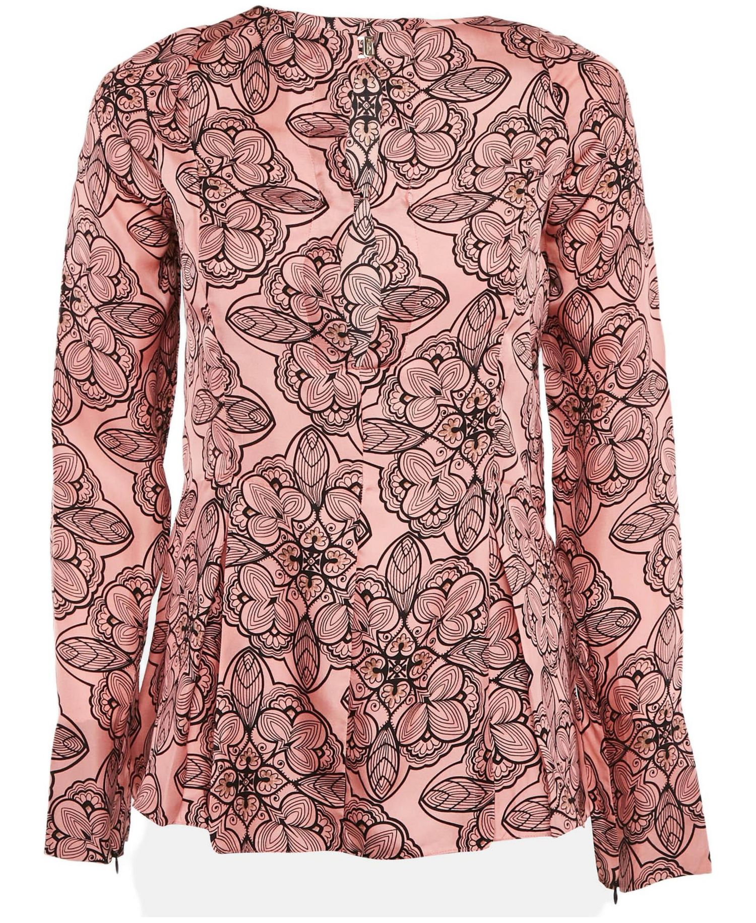 Women's Pink Printed Silk Full Sleeve Top