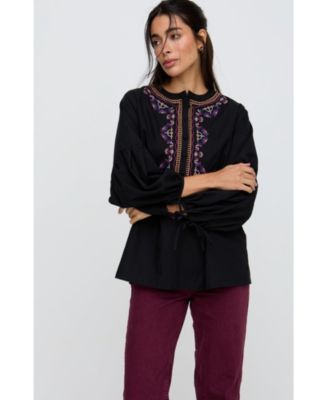 Women's Anai Half Placket Embroidered Blouse