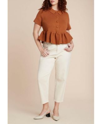 Women's Short Sleeve Cardigan With Peplum