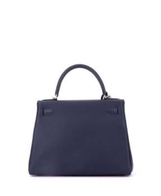 Pre-Owned HERMES Kelly 28 Handbag Blue Togo with Palladium Hardware