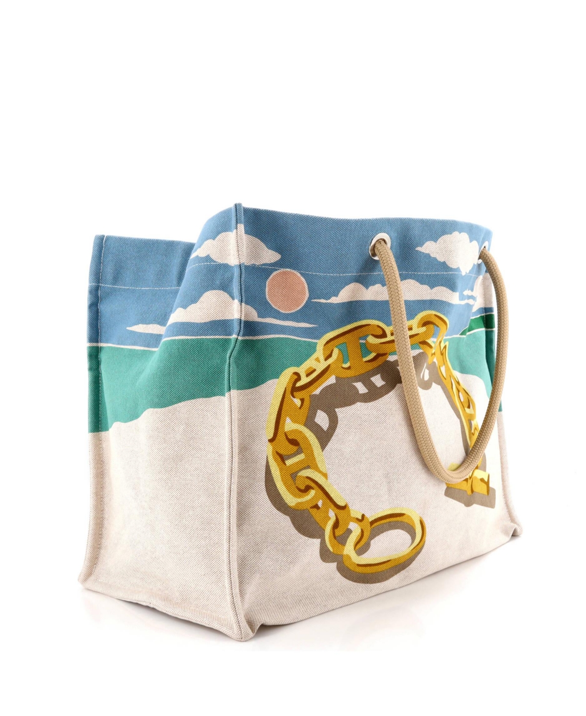 Pre-Owned Hermes La Plage Beach Tote Bag Printed Canvas