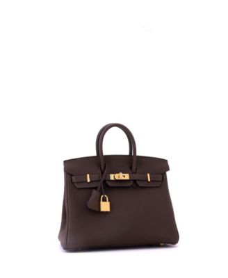 Pre-Owned HERMES Birkin 25 Handbag Brown Togo with Gold Hardware