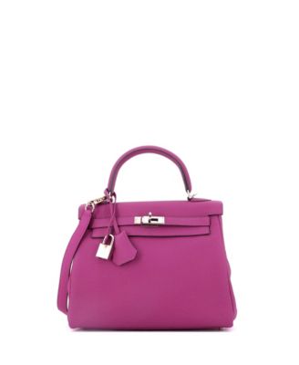 Pre-Owned HERMES Kelly 25 Handbag Pink Togo with Palladium Hardware