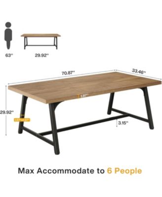Dining Table for 8 People, 70.87-inch Rectangular Wood Kitchen Table with Strong Metal Frame