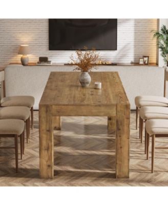 Solid Wood Dining Table for 6, Farmhouse Kitchen Table with Heavy Duty Legs, Rectangular Wood Dinner Table