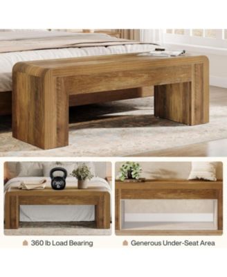 Farmhouse End of Bed Bench for Bedroom, 47.24-Inch Long Entryway Bench