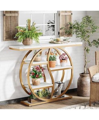 47.24" Industrial Console Table, 5-Tier Entryway Table with Adjustable Feet