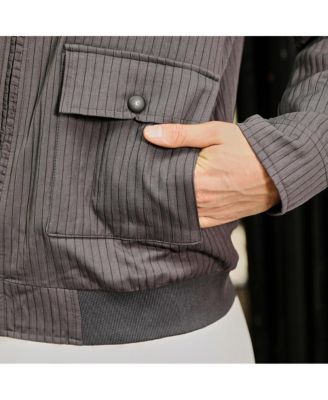 Men's Moon Grey Zip-Front Lined-Tactile Jacket