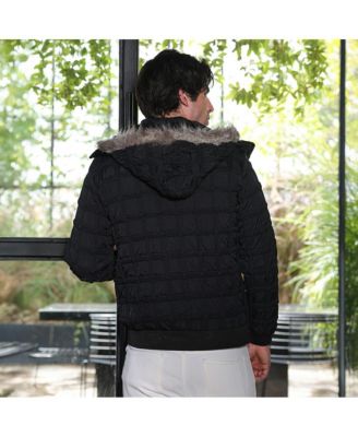 Men's Obsidian Black Grid-Tactile Puffer Jacket