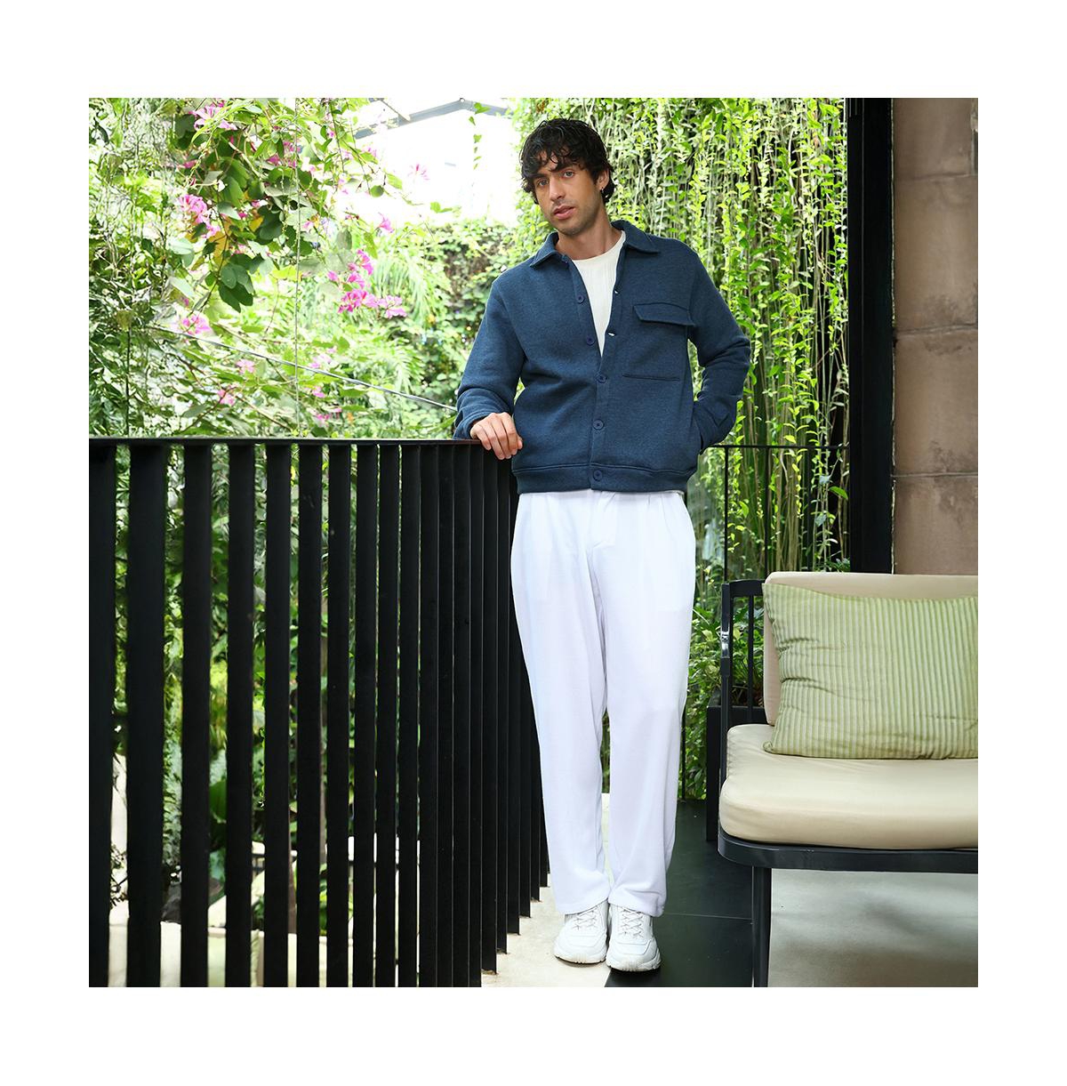 Campus Sutra Men's Aegean Blue Utility-Knit Jacket