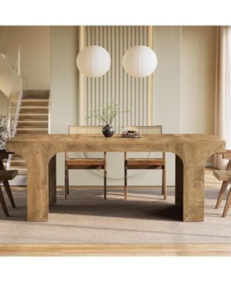 71-Inch Large Dining Table for 6-8, Farmhouse Wooden Kitchen Table with Arched Design