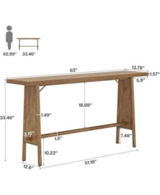 63" Long Entryway Table, Modern Console Table with Metal Legs, Wooden Sofa Console Behind